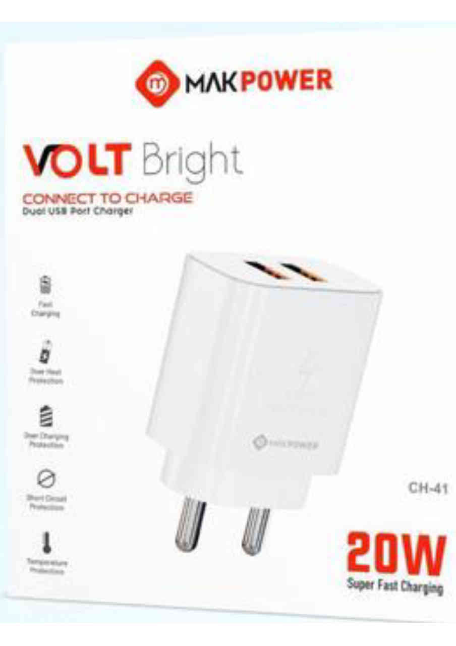 MAKPOWER VOLT Bright CH-41 Dual USB Port 20W Charger.